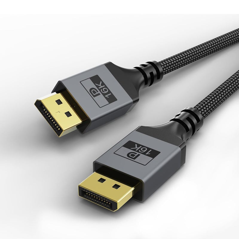 DGHUMEN 16K Displayport Cable 2.1, DP 2.1 Cable [16K@60Hz, 8K@120Hz, 4K@240Hz 165Hz 144Hz] Support 80Gbps HDR, DSC 1.2a, Braided Display Port Cable Cord Compatible FreeSync G-Sync Video Card Monitor, 6.6FT - Image 1